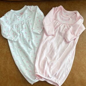 Little Me Pink and White Sleep Gowns - Easy diaper change - Size 0 to 3 months